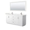 Wyndham Miranda 72" Double Bathroom Vanity In White Light-Vein Carrara Cultured Marble Countertop Undermount Square Sinks Brushed Nickel Trims And 70" Mirro WCF292972DWHC2UNSM70