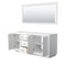 Wyndham Miranda 72" Double Bathroom Vanity In White No Countertop No Sink Brushed Nickel Trims and 70" Mirror WCF292972DWHCXSXXM70