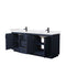 Wyndham Miranda 80" Double Bathroom Vanity In Dark Blue White Cultured Marble Countertop Undermount Square Sinks Black Trims and No Mirror WCF292980DBBWCUNSMXX