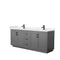 Wyndham Miranda 80" Double Bathroom Vanity In Dark Gray Light-Vein Carrara Cultured Marble Countertop Undermount Square Sinks Black Trims And No Mirror WCF292980DGBC2UNSMXX