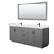 Wyndham Miranda 80" Double Bathroom Vanity In Dark Gray White Cultured Marble Countertop Undermount Square Sinks Black Trims And 70" Mirror WCF292980DGBWCUNSM70