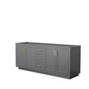 Wyndham Miranda 80" Double Bathroom Vanity In Dark Gray No Countertop No Sink Brushed Gold Trims And No Mirror WCF292980DGGCXSXXMXX