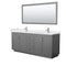 Wyndham Miranda 80" Double Bathroom Vanity In Dark Gray White Cultured Marble Countertop Undermount Square Sinks Brushed Nickel Trims And 70" Mirror WCF292980DKGWCUNSM70