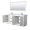 Wyndham Miranda 80" Double Bathroom Vanity In White White Carrara Marble Countertop Undermount Square Sinks Brushed Nickel Trims and 70" Mirror WCF292980DWHCMUNSM70