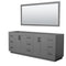 Wyndham Miranda 84" Double Bathroom Vanity In Dark Gray No Countertop No Sink Matte Black Trim 70" Mirror WCF292984DGBCXSXXM70