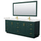 Wyndham Miranda 84" Double Bathroom Vanity In Green Light-Vein Carrara Cultured Marble Countertop Undermount Square Sinks Brushed Gold Trim 70" Mirror WCF292984DGDC2UNSM70