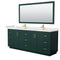 Wyndham Miranda 84" Double Bathroom Vanity In Green White Cultured Marble Countertop Undermount Square Sinks Brushed Gold Trim 70" Mirror WCF292984DGDWCUNSM70