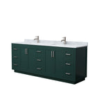 Wyndham Miranda 84" Double Bathroom Vanity In Green White Carrara Marble Countertop Undermount Square Sinks Brushed Nickel Trim WCF292984DGECMUNSMXX