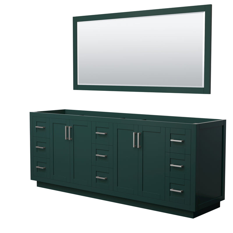 Wyndham Miranda 84" Double Bathroom Vanity In Green No Countertop No Sink Brushed Nickel Trim 70" Mirror WCF292984DGECXSXXM70