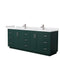 Wyndham Miranda 84" Double Bathroom Vanity In Green White Cultured Marble Countertop Undermount Square Sinks Brushed Nickel Trim WCF292984DGEWCUNSMXX