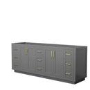 Wyndham Miranda 84" Double Bathroom Vanity In Dark Gray No Countertop No Sink Brushed Gold Trim WCF292984DGGCXSXXMXX