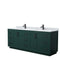 Wyndham Miranda 84" Double Bathroom Vanity In Green White Carrara Marble Countertop Undermount Square Sinks Matte Black Trim WCF292984DGKCMUNSMXX