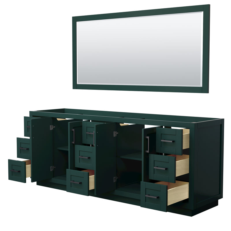 Wyndham Miranda 84" Double Bathroom Vanity In Green No Countertop No Sink Matte Black Trim 70" Mirror WCF292984DGKCXSXXM70