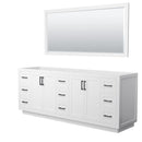 Wyndham Miranda 84" Double Bathroom Vanity In White No Countertop No Sink Matte Black Trim 70" Mirror WCF292984DWBCXSXXM70