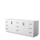 Wyndham Miranda 84" Double Bathroom Vanity In White No Countertop No Sink Matte Black Trim WCF292984DWBCXSXXMXX