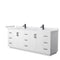 Wyndham Miranda 84" Double Bathroom Vanity In White White Cultured Marble Countertop Undermount Square Sinks Matte Black Trim WCF292984DWBWCUNSMXX