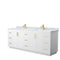 Wyndham Miranda 84" Double Bathroom Vanity In White White Carrara Marble Countertop Undermount Square Sinks Brushed Gold Trim WCF292984DWGCMUNSMXX