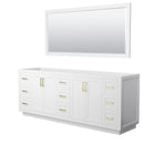 Wyndham Miranda 84" Double Bathroom Vanity In White No Countertop No Sink Brushed Gold Trim 70" Mirror WCF292984DWGCXSXXM70