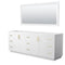 Wyndham Miranda 84" Double Bathroom Vanity In White No Countertop No Sink Brushed Gold Trim 70" Mirror WCF292984DWGCXSXXM70