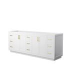 Wyndham Miranda 84" Double Bathroom Vanity In White No Countertop No Sink Brushed Gold Trim WCF292984DWGCXSXXMXX