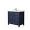 Wyndham Beckett 36" Single Bathroom Vanity In Dark Blue White Cultured Marble Countertop Undermount Square Sink Brushed Nickel Trim WCG242436SBNWCUNSMXX