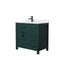 Wyndham Beckett 36" Single Bathroom Vanity In Green Carrara Cultured Marble Countertop Undermount Square Sink Matte Black Trim WCG242436SGKCCUNSMXX