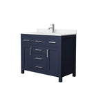 Wyndham Beckett 42" Single Bathroom Vanity In Dark Blue Carrara Cultured Marble Countertop Undermount Square Sink Brushed Nickel Trim WCG242442SBNCCUNSMXX