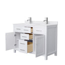 Wyndham Beckett 48" Double Bathroom Vanity In White White Cultured Marble Countertop Undermount Square Sinks Brushed Nickel Trim WCG242448DWHWCUNSMXX