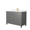 Wyndham Beckett 48" Single Bathroom Vanity In Dark Gray Carrara Cultured Marble Countertop Undermount Square Sink Brushed Gold Trim WCG242448SGGCCUNSMXX