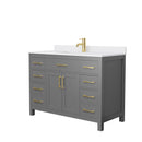 Wyndham Beckett 48" Single Bathroom Vanity In Dark Gray White Cultured Marble Countertop Undermount Square Sink Brushed Gold Trim WCG242448SGGWCUNSMXX