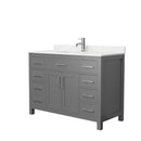 Wyndham Beckett 48" Single Bathroom Vanity In Dark Gray Carrara Cultured Marble Countertop Undermount Square Sink Brushed Nickel Trim WCG242448SKGCCUNSMXX