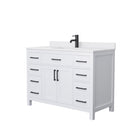 Wyndham Beckett 48" Single Bathroom Vanity In White White Cultured Marble Countertop Undermount Square Sink Matte Black Trim WCG242448SWBWCUNSMXX