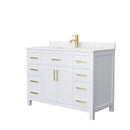 Wyndham Beckett 48" Single Bathroom Vanity In White Carrara Cultured Marble Countertop Undermount Square Sink Brushed Gold Trim WCG242448SWGCCUNSMXX