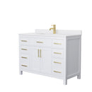 Wyndham Beckett 48" Single Bathroom Vanity In White White Cultured Marble Countertop Undermount Square Sink Brushed Gold Trim WCG242448SWGWCUNSMXX