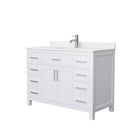 Wyndham Beckett 48" Single Bathroom Vanity In White Carrara Cultured Marble Countertop Undermount Square Sink Brushed Nickel Trim WCG242448SWHCCUNSMXX