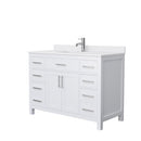 Wyndham Beckett 48" Single Bathroom Vanity In White White Cultured Marble Countertop Undermount Square Sink Brushed Nickel Trim WCG242448SWHWCUNSMXX