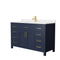 Wyndham Beckett 54" Single Bathroom Vanity In Dark Blue Carrara Cultured Marble Countertop Undermount Square Sink And No Mirror WCG242454SBLCCUNSMXX