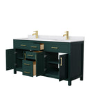 Wyndham Beckett 66" Double Bathroom Vanity In Green White Cultured Marble Countertop Undermount Square Sinks Brushed Gold Trim WCG242466DGDWCUNSMXX