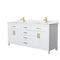 Wyndham Beckett 72" Double Bathroom Vanity In White Carrara Cultured Marble Countertop Undermount Square Sinks Brushed Gold Trims And No Mirror WCG242472DWGCCUNSMXX