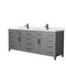 Wyndham Beckett 84" Double Bathroom Vanity In Dark Gray White Cultured Marble Countertop Undermount Square Sinks Matte Black Trim WCG242484DGBWCUNSMXX