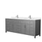 Wyndham Beckett 84" Double Bathroom Vanity In Dark Gray Carrara Cultured Marble Countertop Undermount Square Sinks And No Mirror WCG242484DKGCCUNSMXX