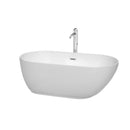 Wyndham Melissa 60" Freestanding Bathtub In White With Floor Mounted Faucet Drain And Overflow Trim In Polished Chrome WCOBT100060ATP11PC