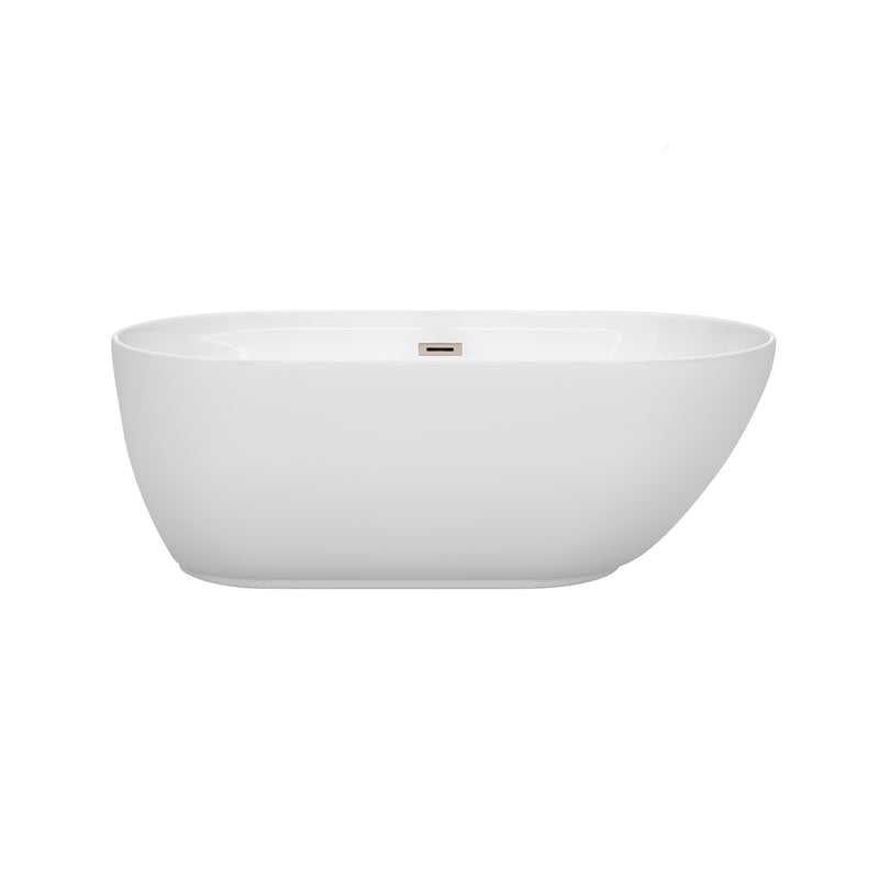 Wyndham Melissa 60" Freestanding Bathtub in White with Brushed Nickel Drain and Overflow Trim WCOBT100060BNTRIM