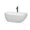 Wyndham Melissa 60" Soaking Bathtub In White With Shiny White Trim And Floor Mounted Faucet In Matte Black WCOBT100060SWATPBK