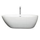 Wyndham Melissa 65" Freestanding Bathtub in White with Floor Mounted Faucet Drain and Overflow Trim in Polished Chrome WCOBT100065ATP11PC