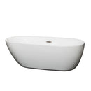 Wyndham Melissa 65" Freestanding Bathtub In White With Brushed Nickel Drain And Overflow Trim WCOBT100065BNTRIM