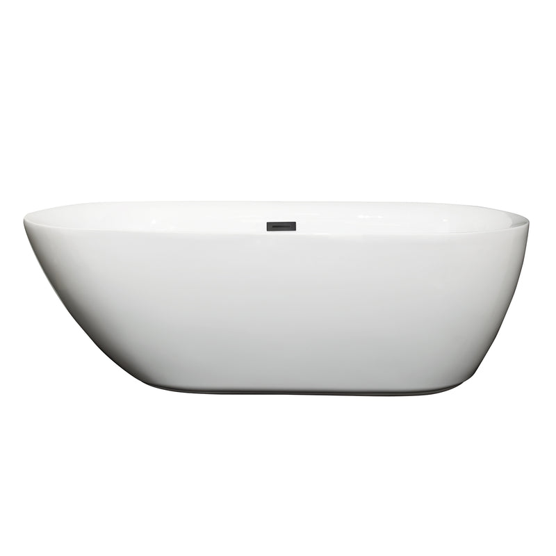 Wyndham Melissa 65" Freestanding Bathtub in White with Matte Black Drain and Overflow Trim WCOBT100065MBTRIM