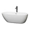 Wyndham Melissa 65" Soaking Bathtub In White With Polished Chrome Trim And Floor Mounted Faucet In Matte Black WCOBT100065PCATPBK