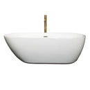 Wyndham Melissa 65" Soaking Bathtub in White with Polished Chrome Trim and Floor Mounted Faucet in Brushed Gold WCOBT100065PCATPGD