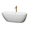 Wyndham Melissa 65" Soaking Bathtub In White With Shiny White Trim And Floor Mounted Faucet In Brushed Gold WCOBT100065SWATPGD